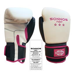 GUANTES SONNOS ELITE SERIES XXX PU GLOVES 16 ONZ. Negro/Blanco/Rosa