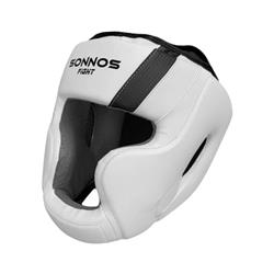 CABEZAL SONNOS HEAD GEAR PU CON PROT NUCA/MOLLERA (POMULO Y MENTON) Blanco/Negro S-M